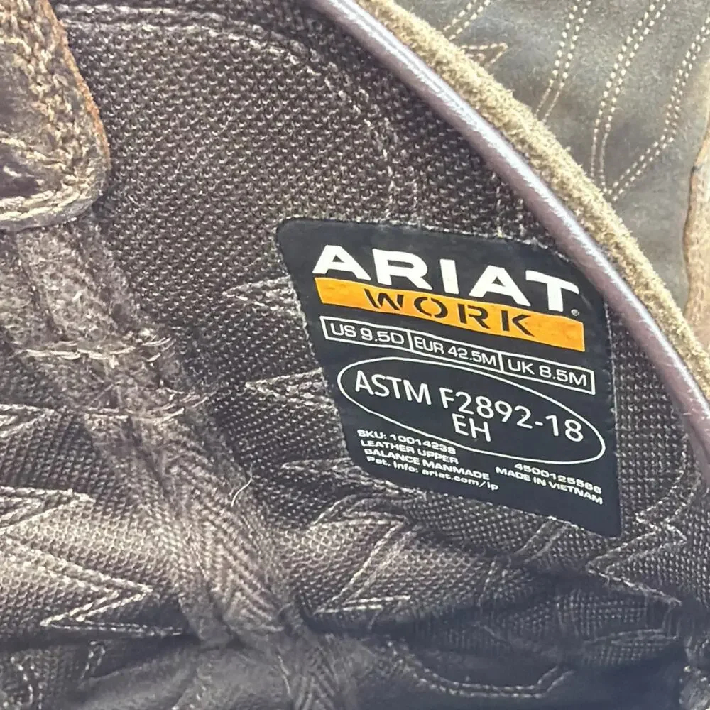 Ariat Work Groundbreaker Pull On Brown Leather Boots 10014238 Mens Size 9.5 D